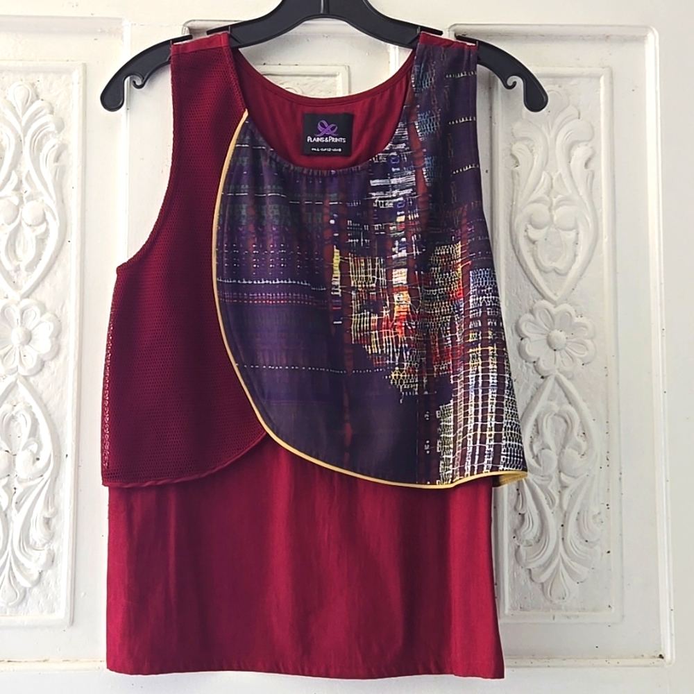 Plains and Prints Sleeveless Blouse Size 6